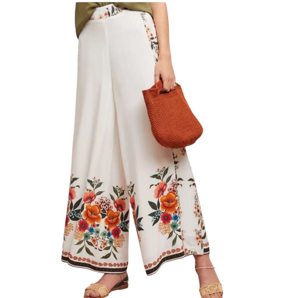 NEW Anthropologie Farm Rio Melila Floral Flared Pants